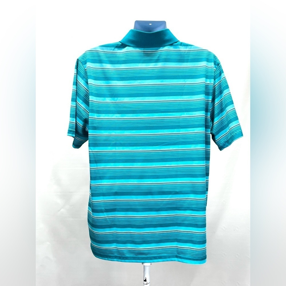 PGA TOUR Men’s Teal‎ stripe AirFlux polo golf shirt size L. - Picture 6 of 12